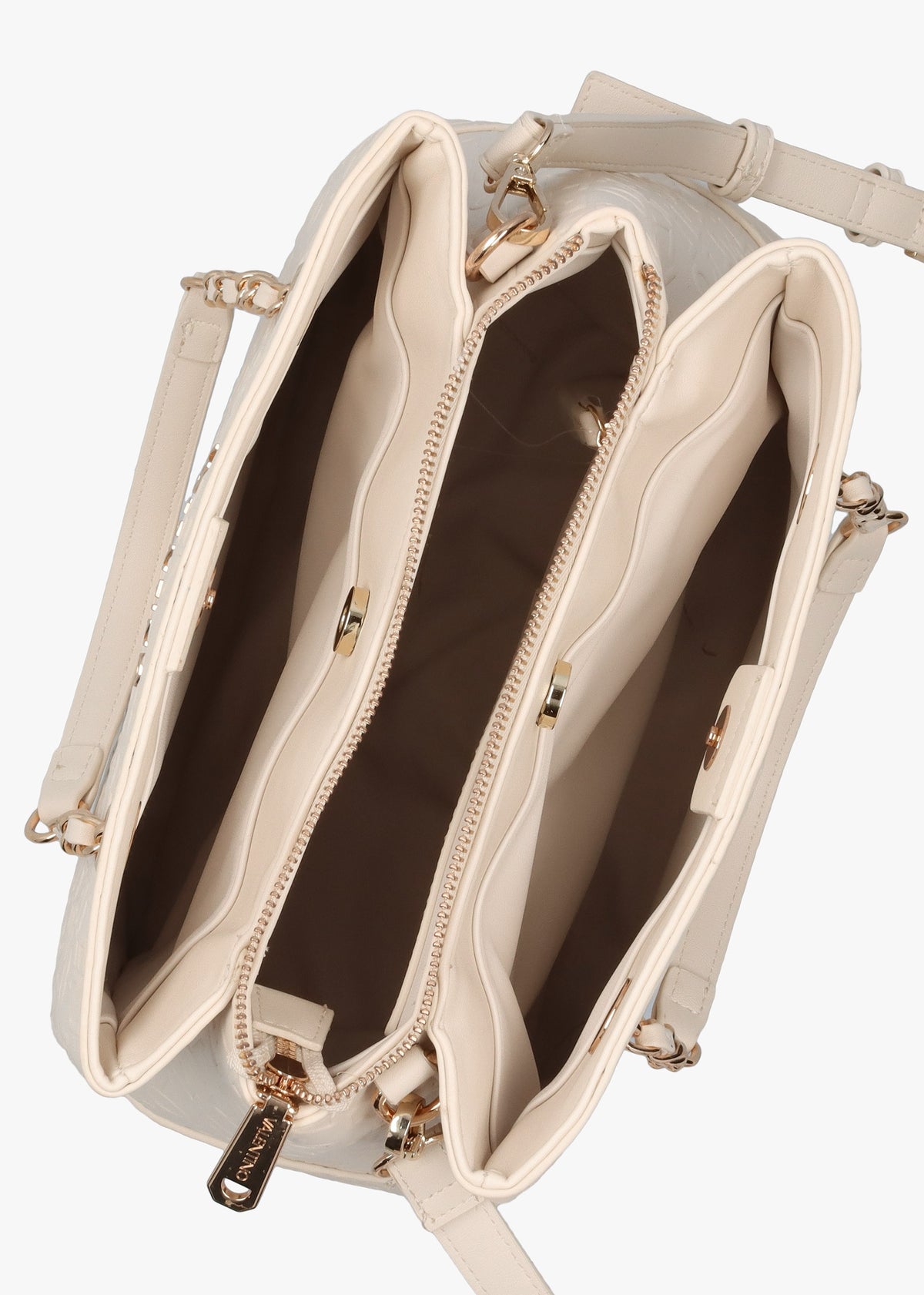 Relax Embossed Logo Ecru Chain Strap Shopper Bag