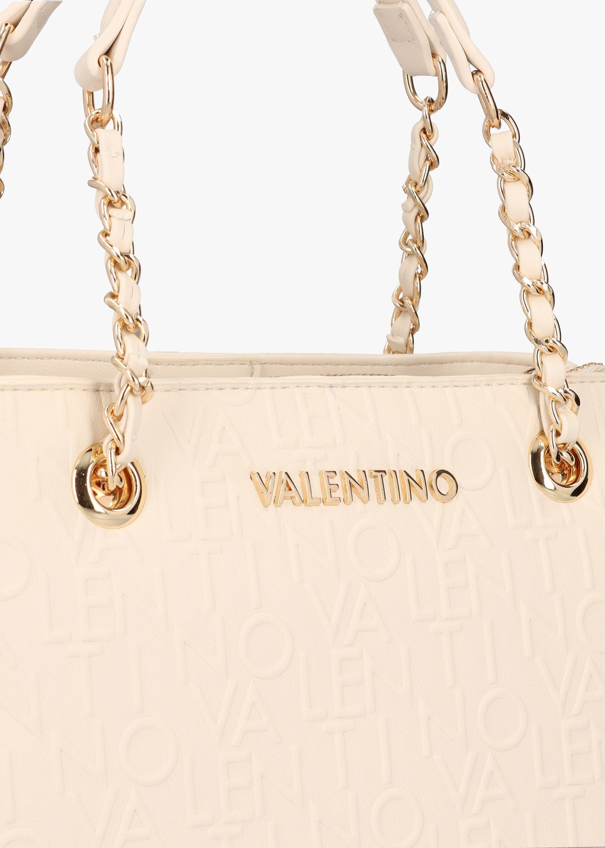 Relax Embossed Logo Ecru Chain Strap Shopper Bag