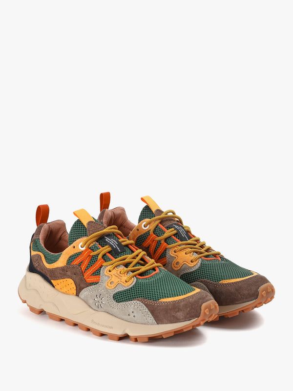 Men’s Yamano 3 Taupe-Green-Ocra Suede & Mesh Trainers
