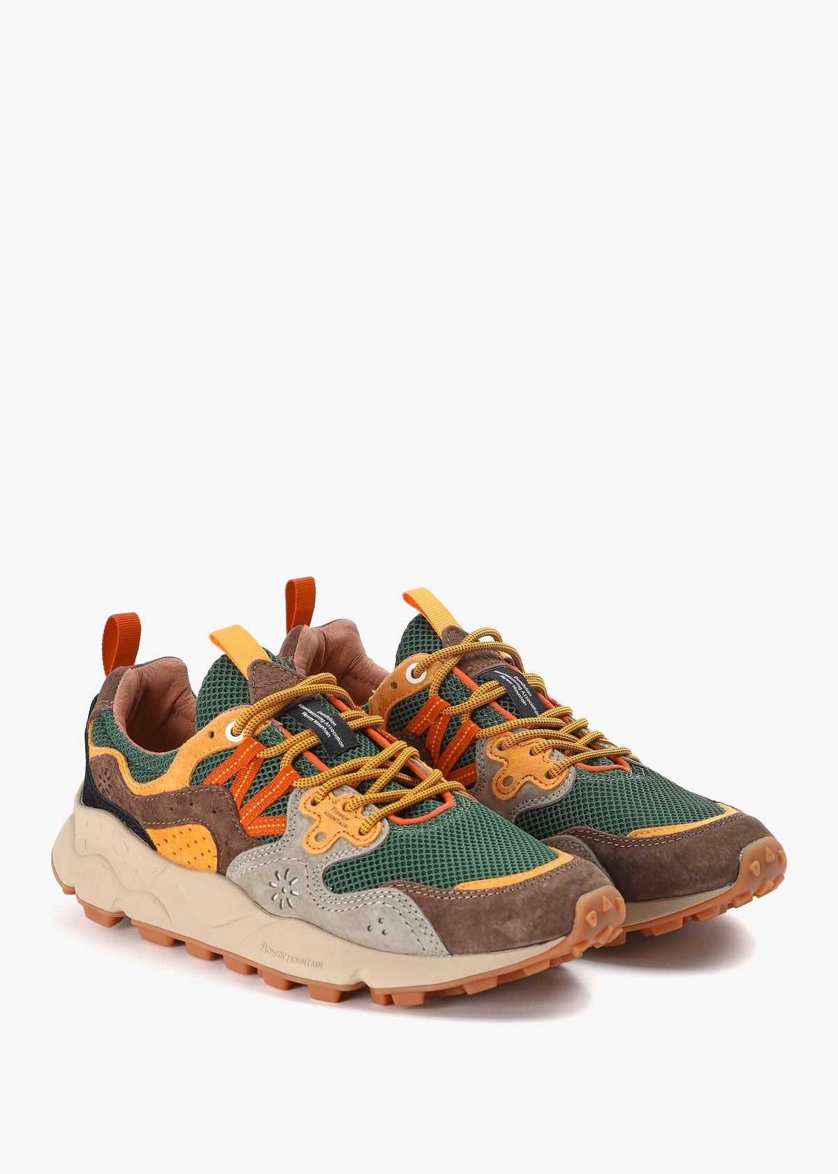 Men’s Yamano 3 Taupe-Green-Ocra Suede & Mesh Trainers