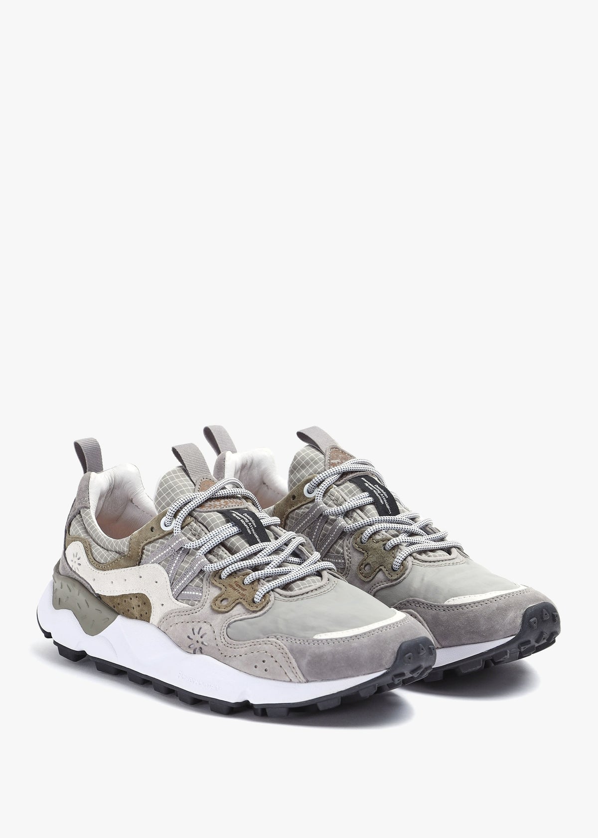 Men’s Yamano 3 Grey-Light Grey Suede & Nylon Ripstop Trainers