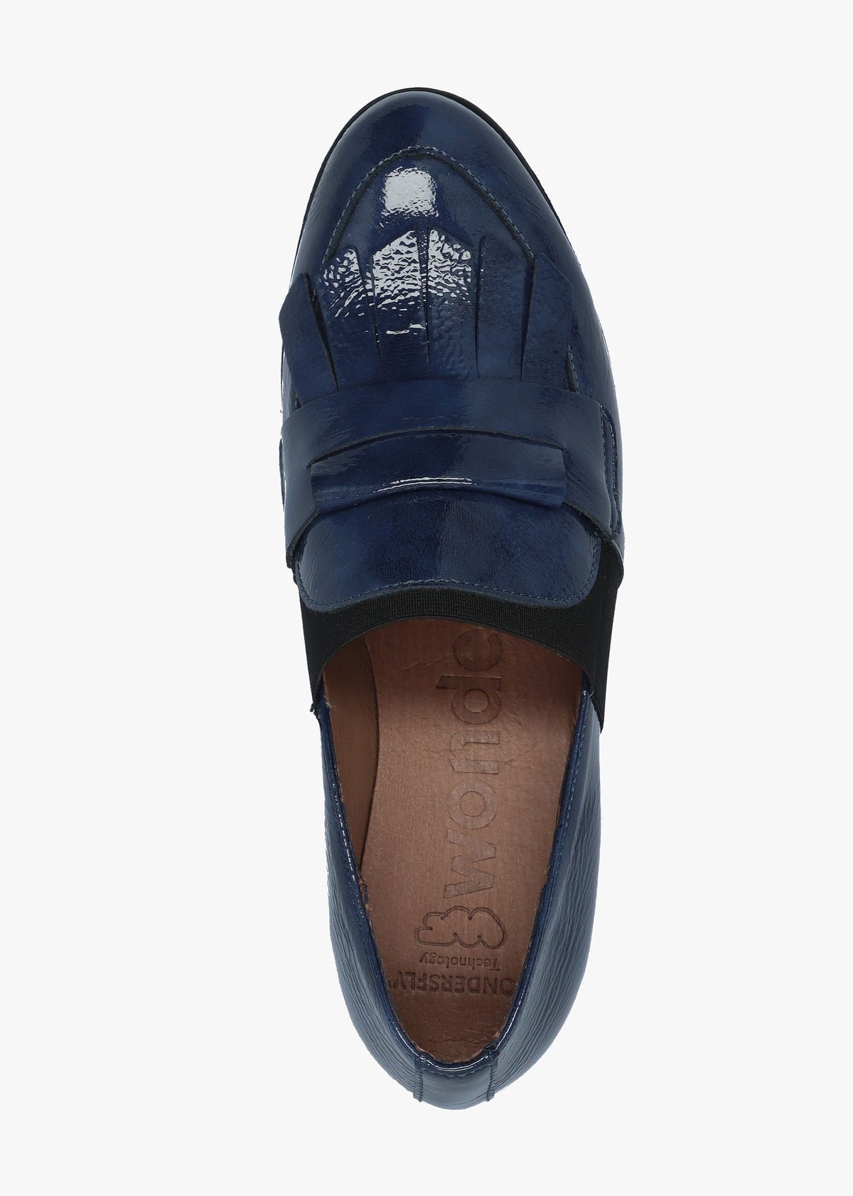 Kenai Navy Patent Leather Low Wedge Loafers