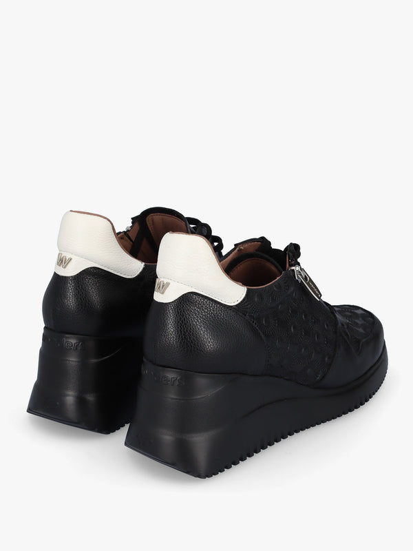Rainbow Black Leather Wedge Trainers