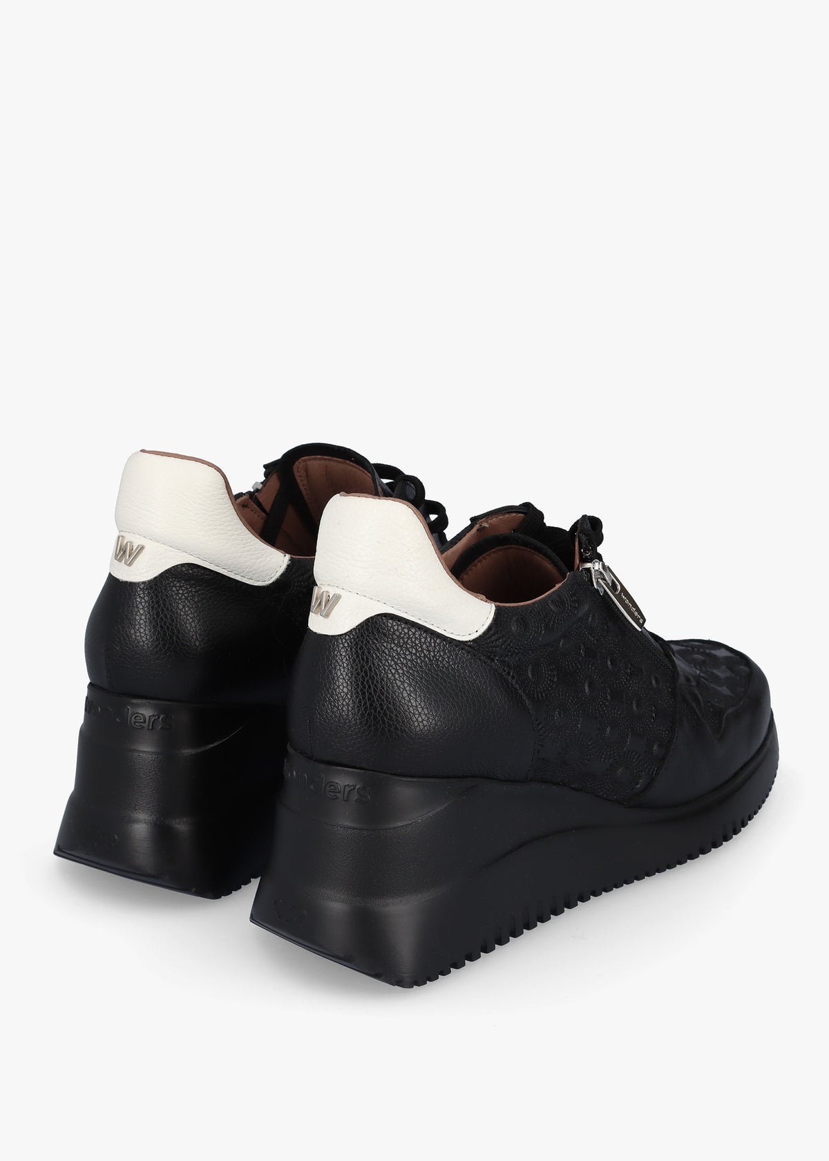 Rainbow Black Leather Wedge Trainers