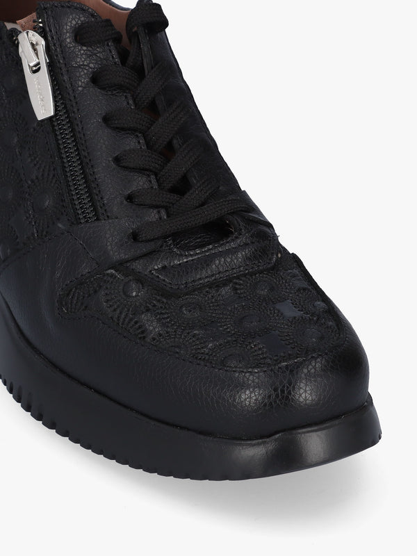 Rainbow Black Leather Wedge Trainers