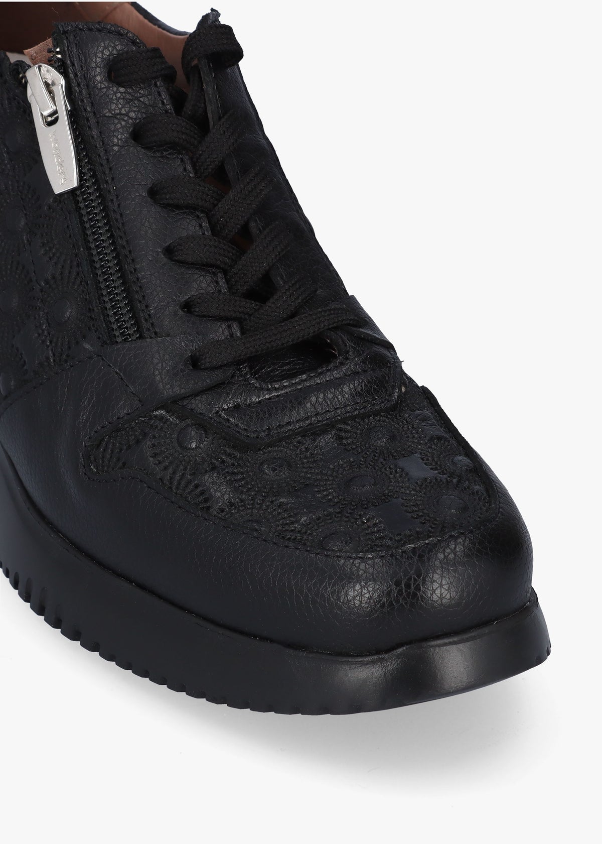 Rainbow Black Leather Wedge Trainers