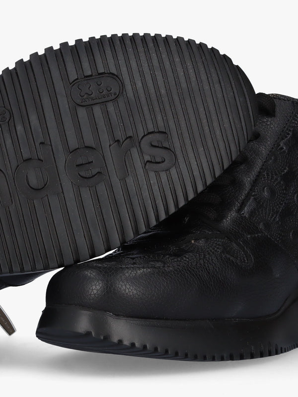 Rainbow Black Leather Wedge Trainers