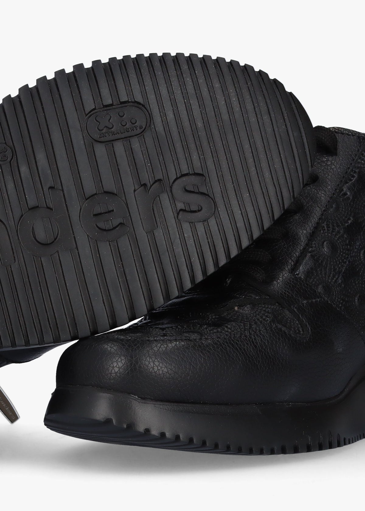Rainbow Black Leather Wedge Trainers
