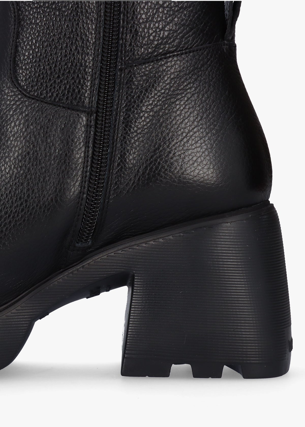 Neo Black Leather Block Heel Calf Boots