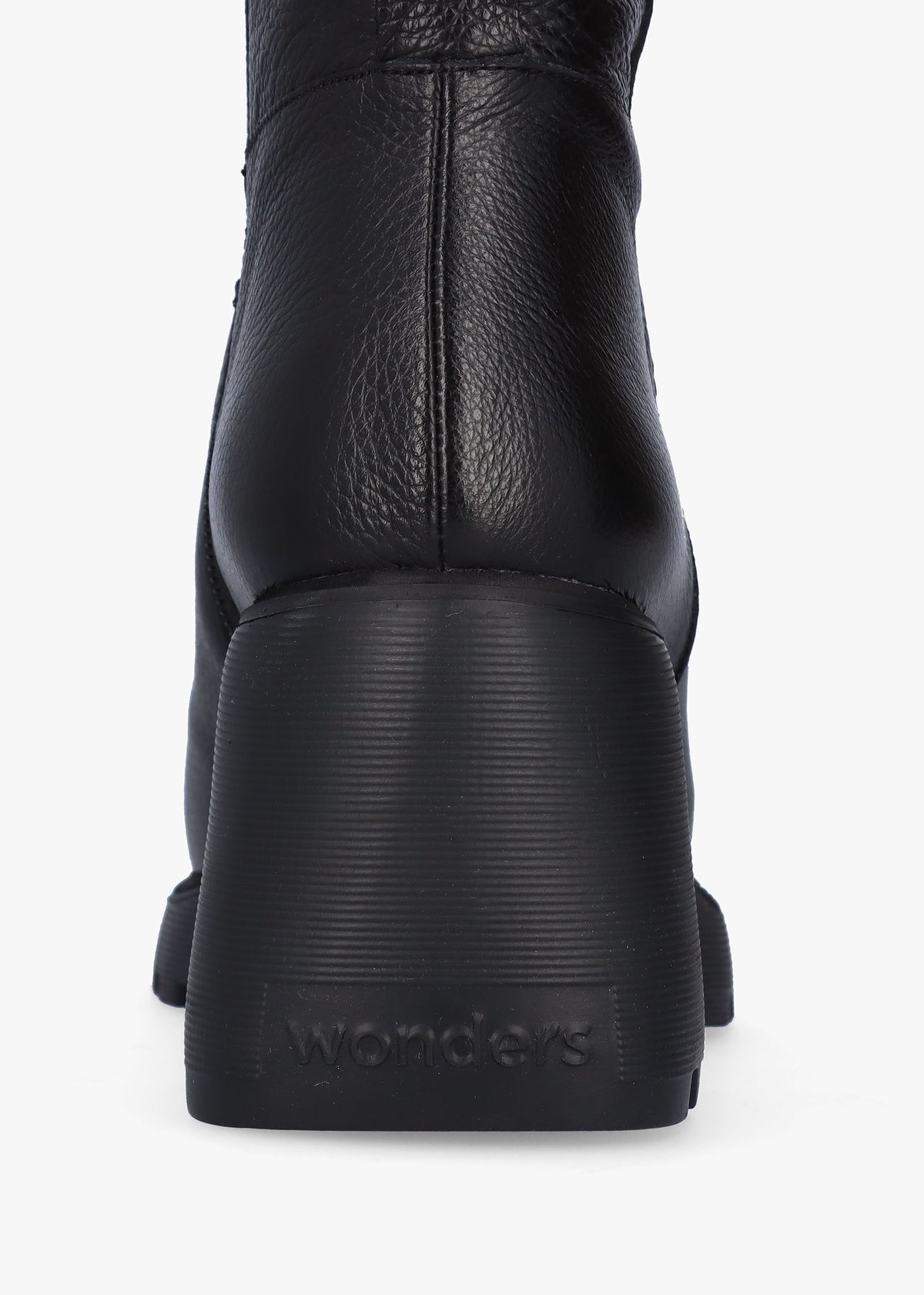 Neo Black Leather Block Heel Calf Boots
