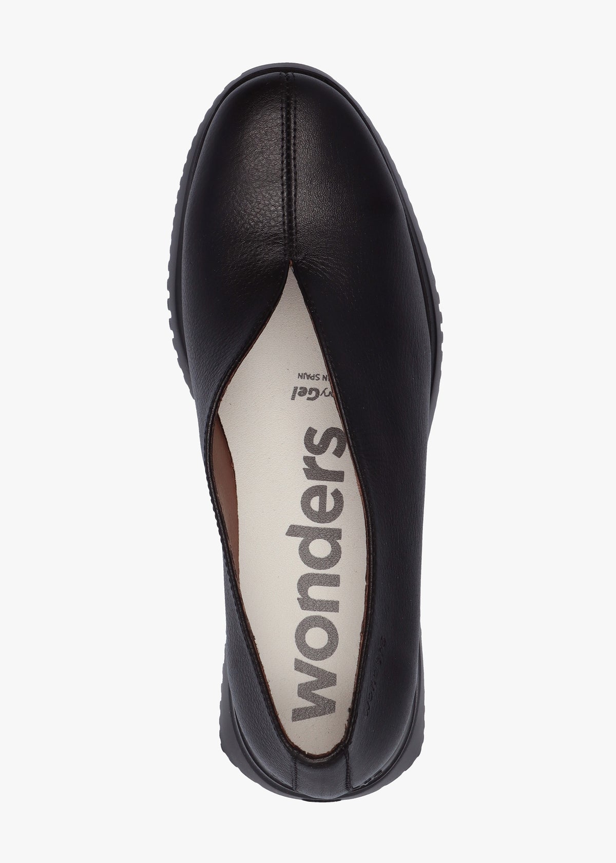 Water Black Leather V Font Wedge Court Shoes