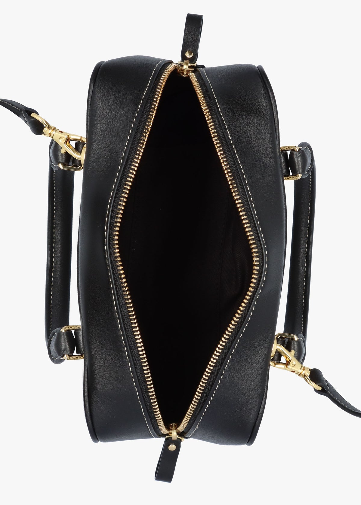 Small Emerie Black Canvas & Leather Satchel Bag