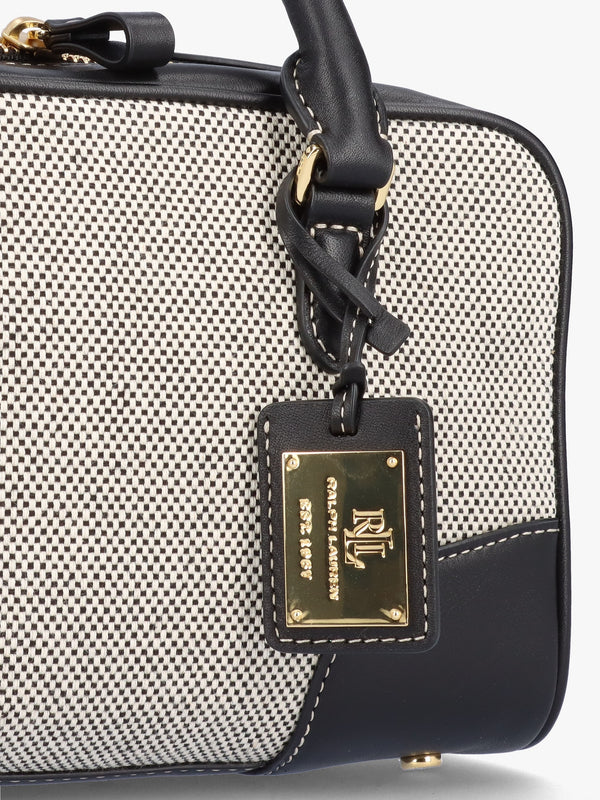 Small Emerie Black Canvas & Leather Satchel Bag
