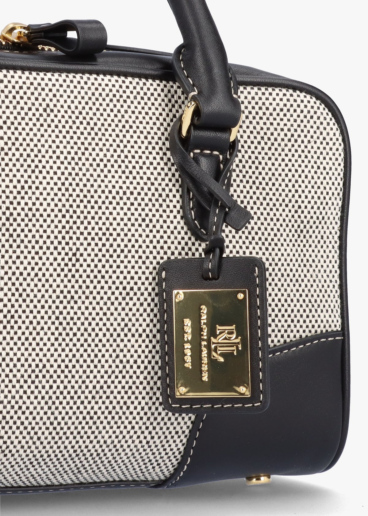 Small Emerie Black Canvas & Leather Satchel Bag