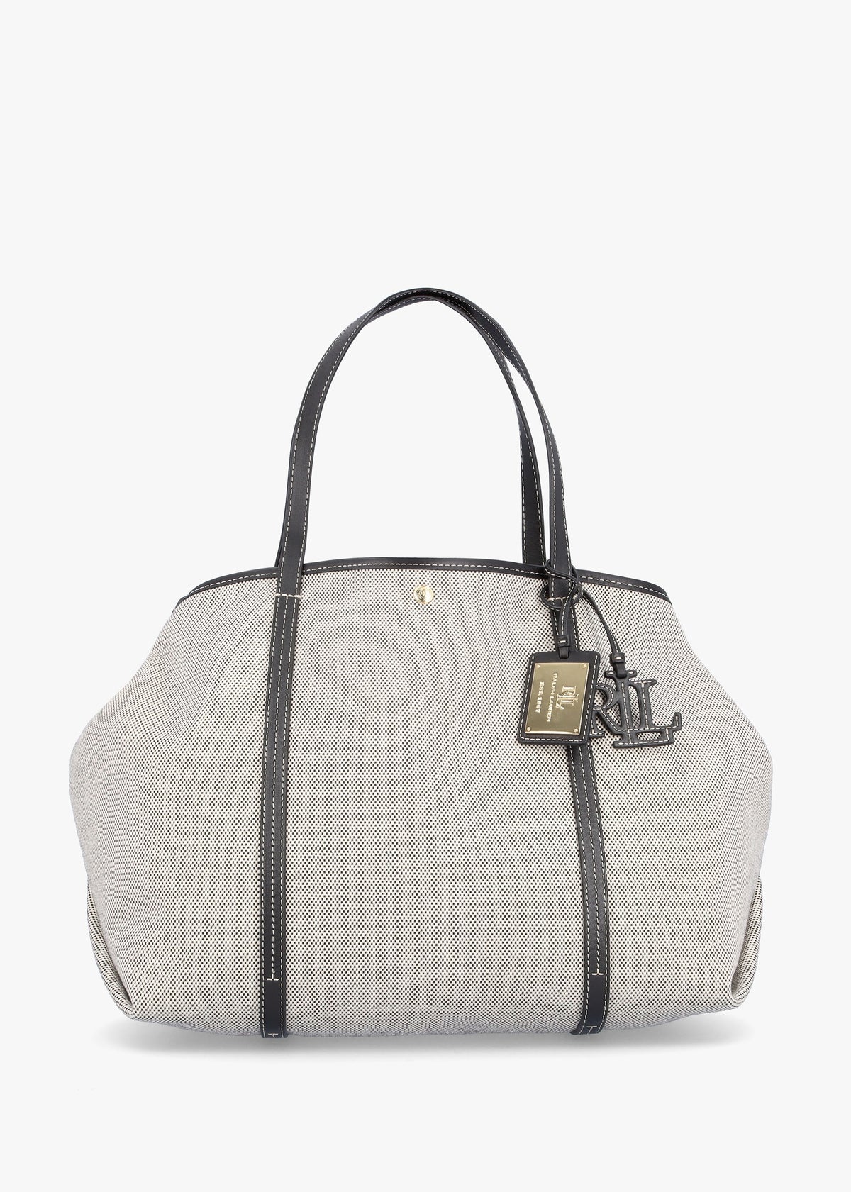 Large Emerie Black Canvas & Leather Tote Bag