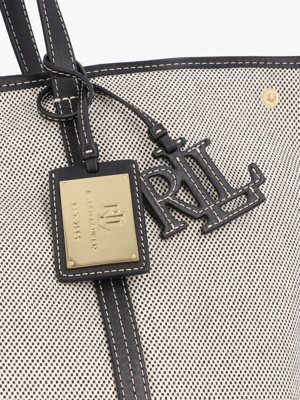 Large Emerie Black Canvas & Leather Tote Bag