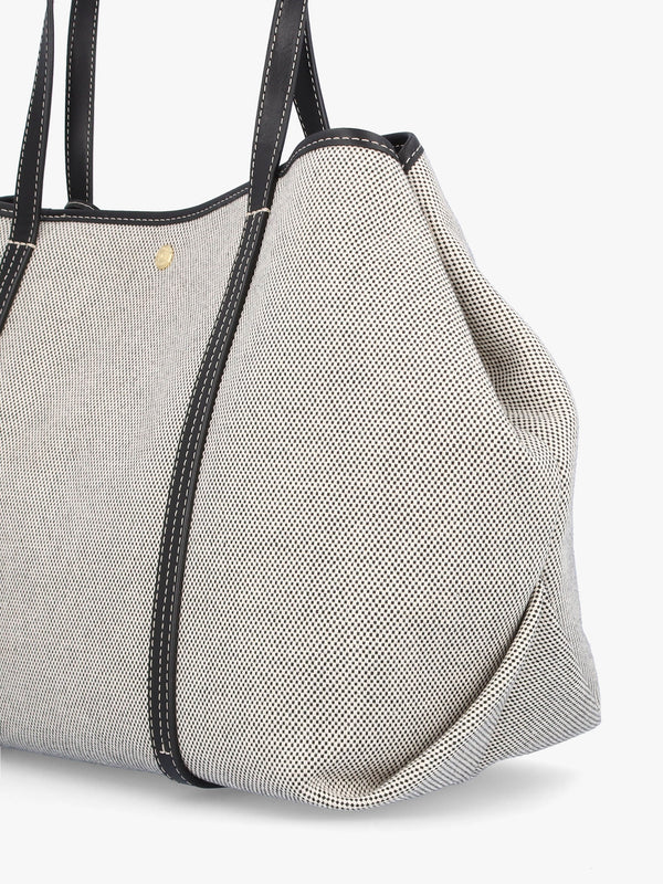 Large Emerie Black Canvas & Leather Tote Bag