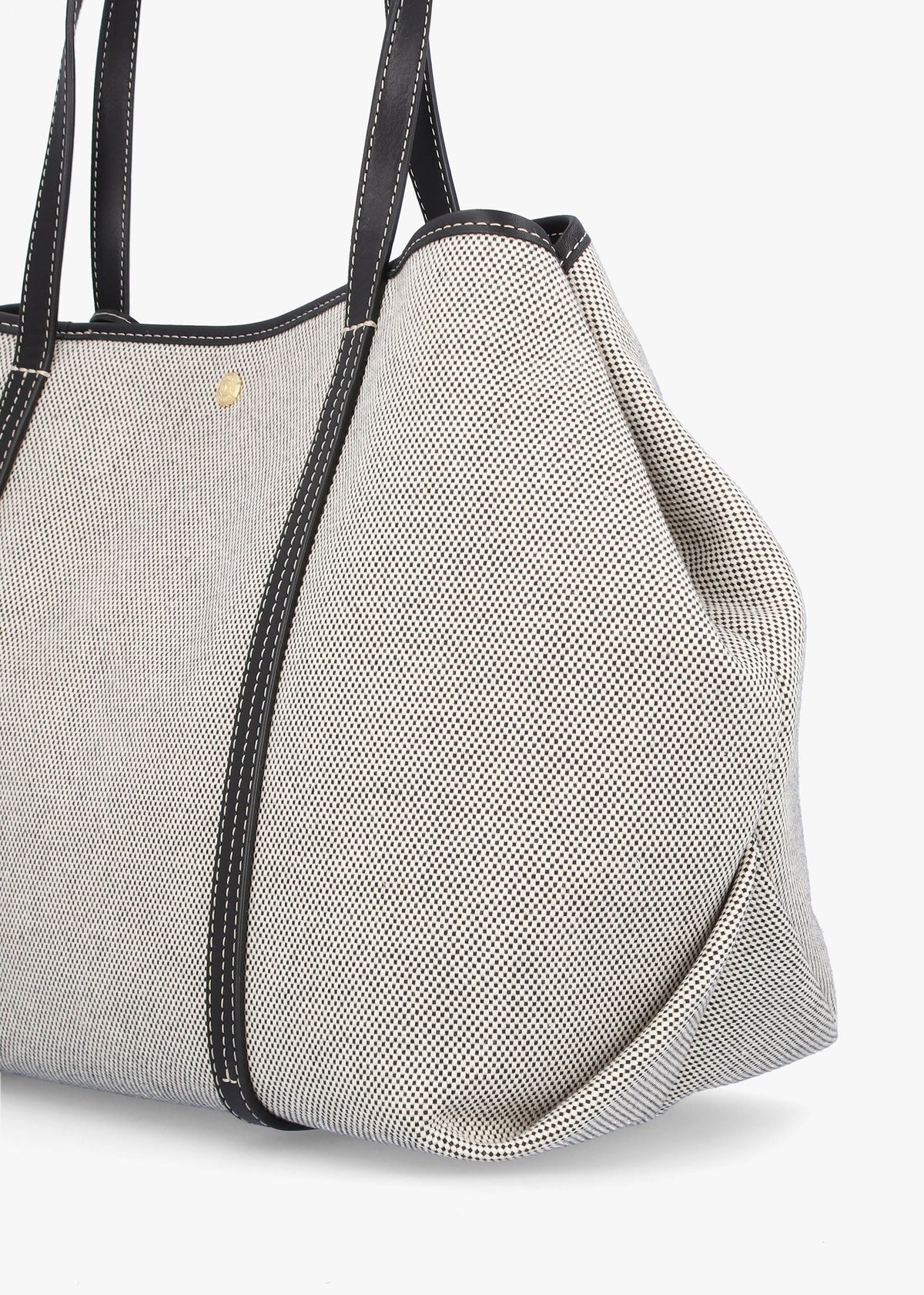 Large Emerie Black Canvas & Leather Tote Bag