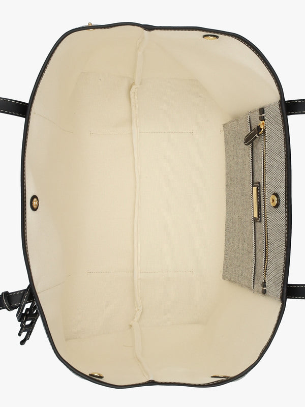 Large Emerie Black Canvas & Leather Tote Bag