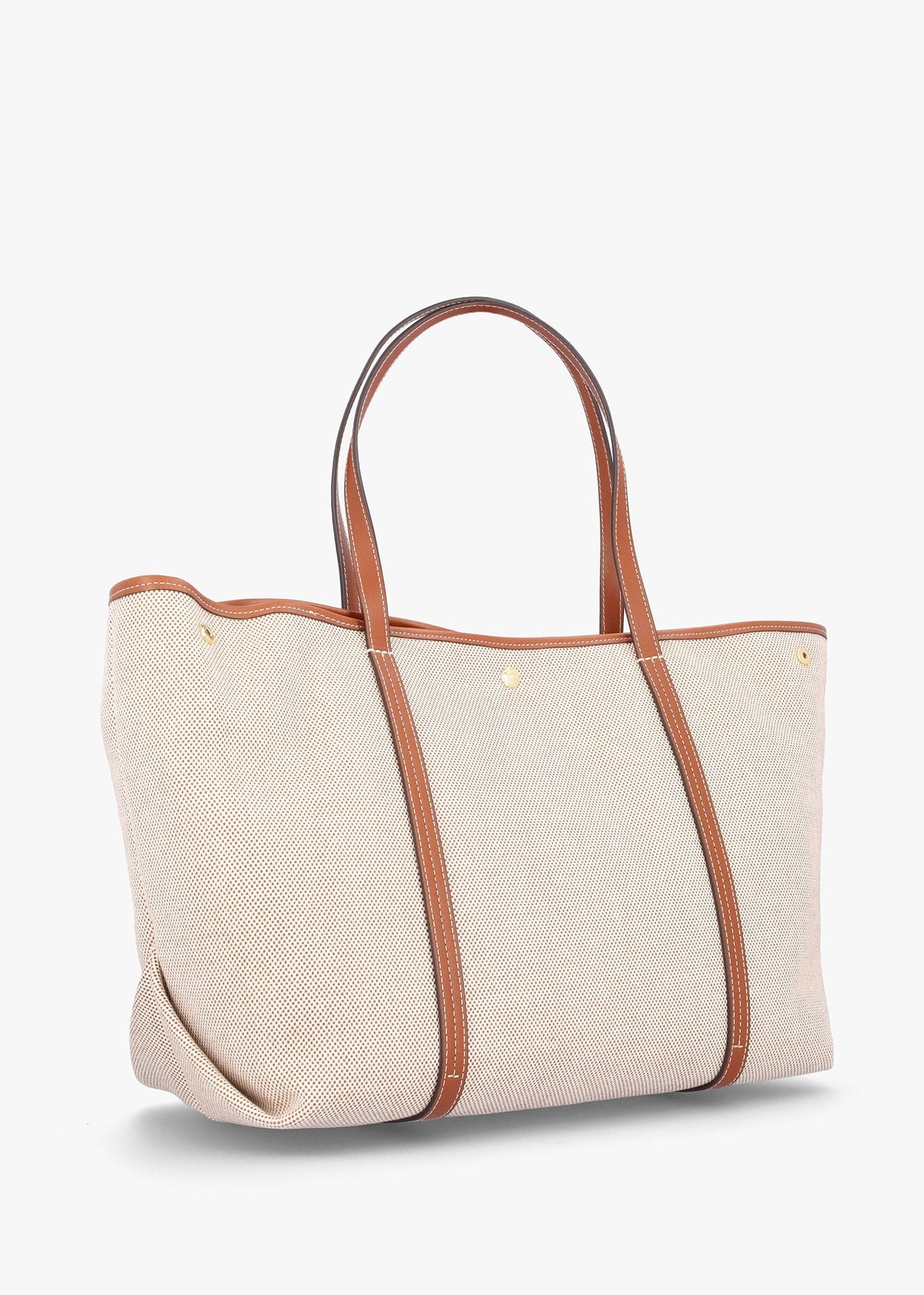 Large Emerie Tan Lauren Canvas & Leather Tote Bag