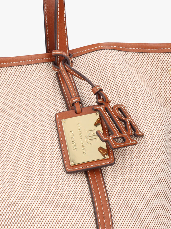 Large Emerie Tan Lauren Canvas & Leather Tote Bag