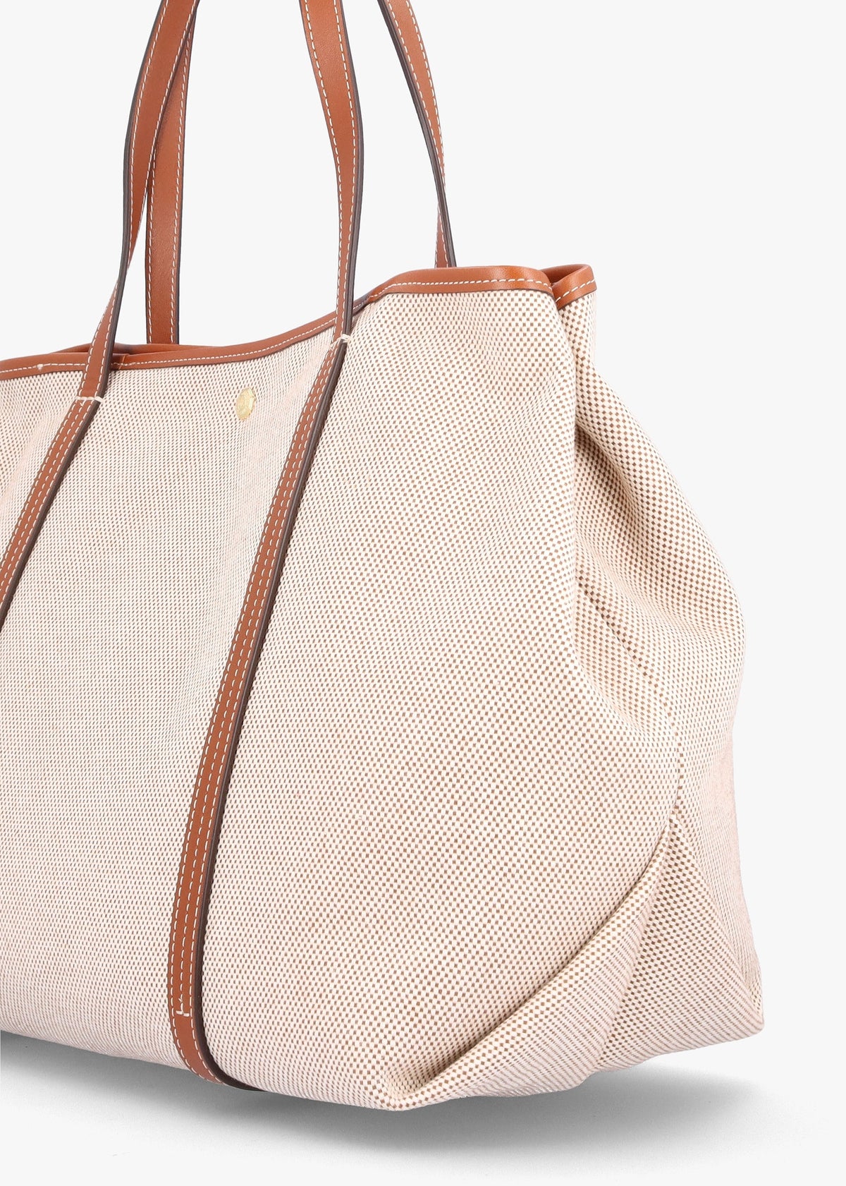 Large Emerie Tan Lauren Canvas & Leather Tote Bag