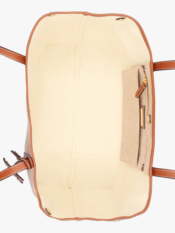 Large Emerie Tan Lauren Canvas & Leather Tote Bag