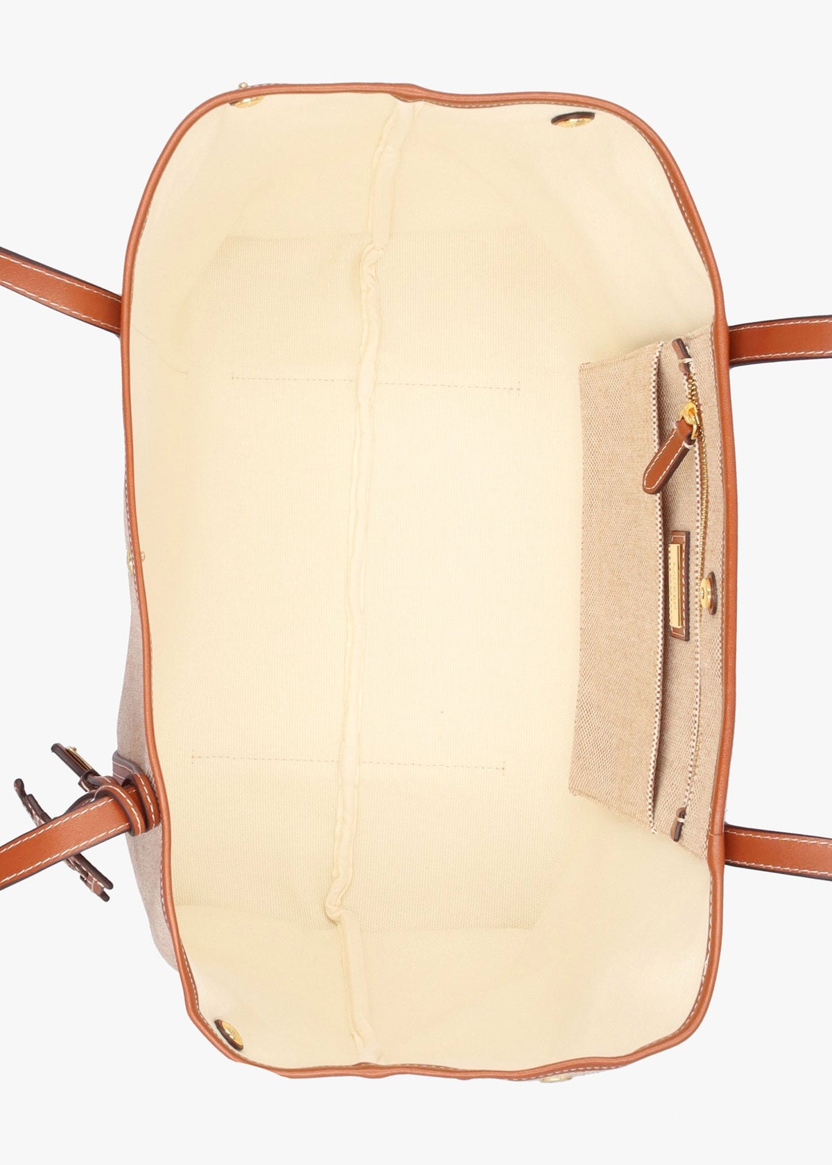 Large Emerie Tan Lauren Canvas & Leather Tote Bag