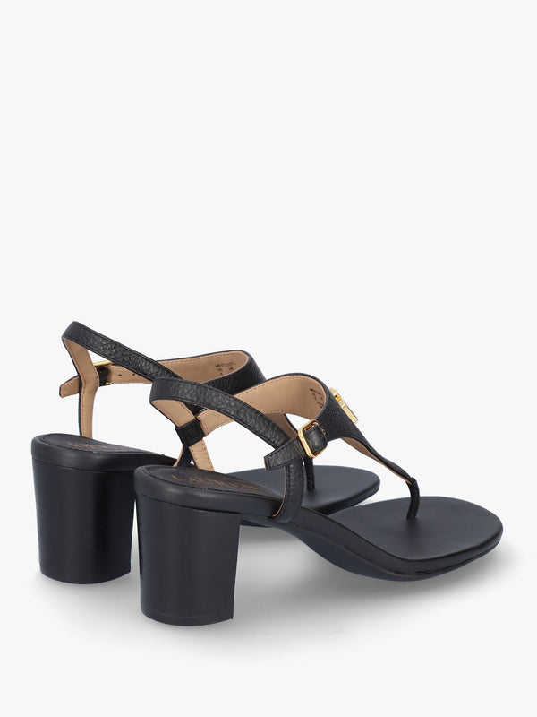 Westcott Black Leather Toe Post Heeled Sandals