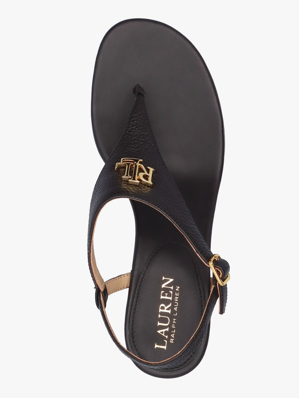 Westcott Black Leather Toe Post Heeled Sandals