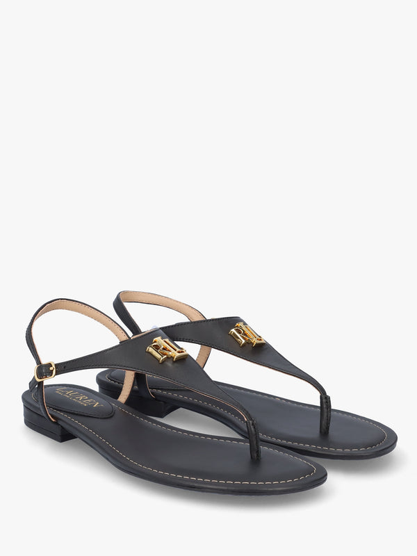 Ellington II Black Leather Toe Post Sandals