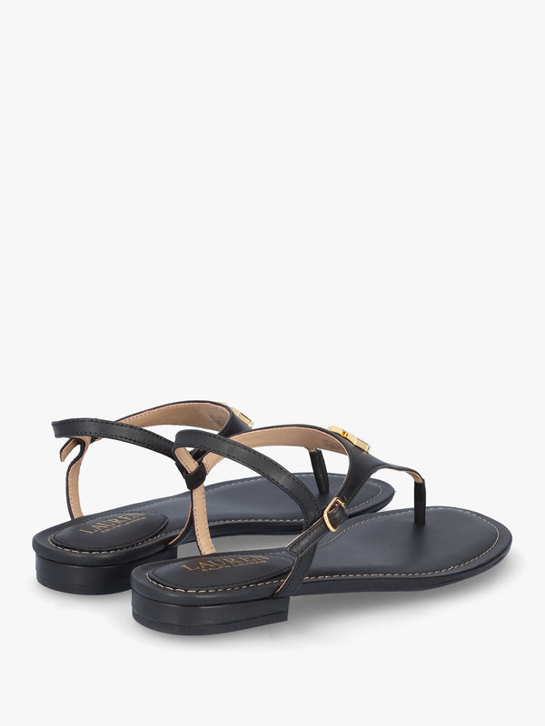 Ellington II Black Leather Toe Post Sandals