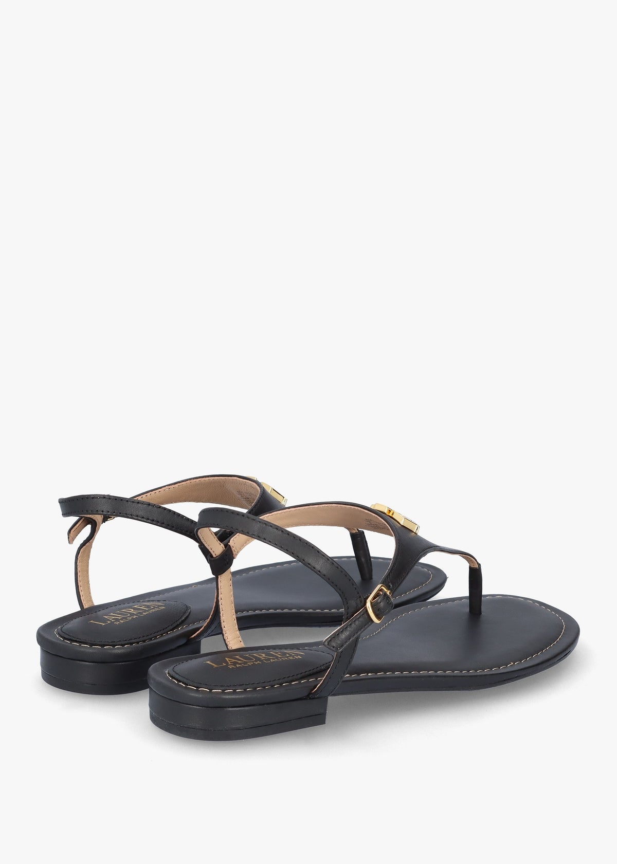 Ellington II Black Leather Toe Post Sandals