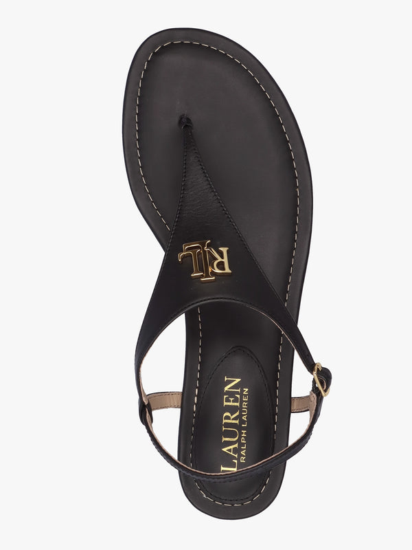 Ellington II Black Leather Toe Post Sandals