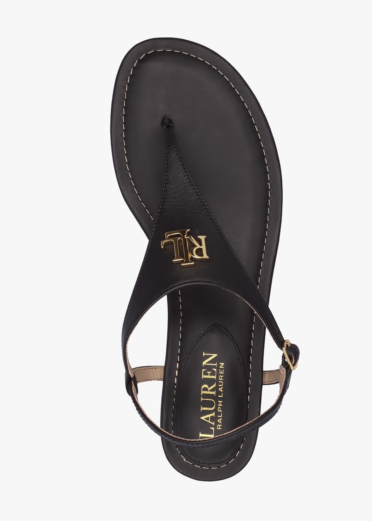 Ellington II Black Leather Toe Post Sandals