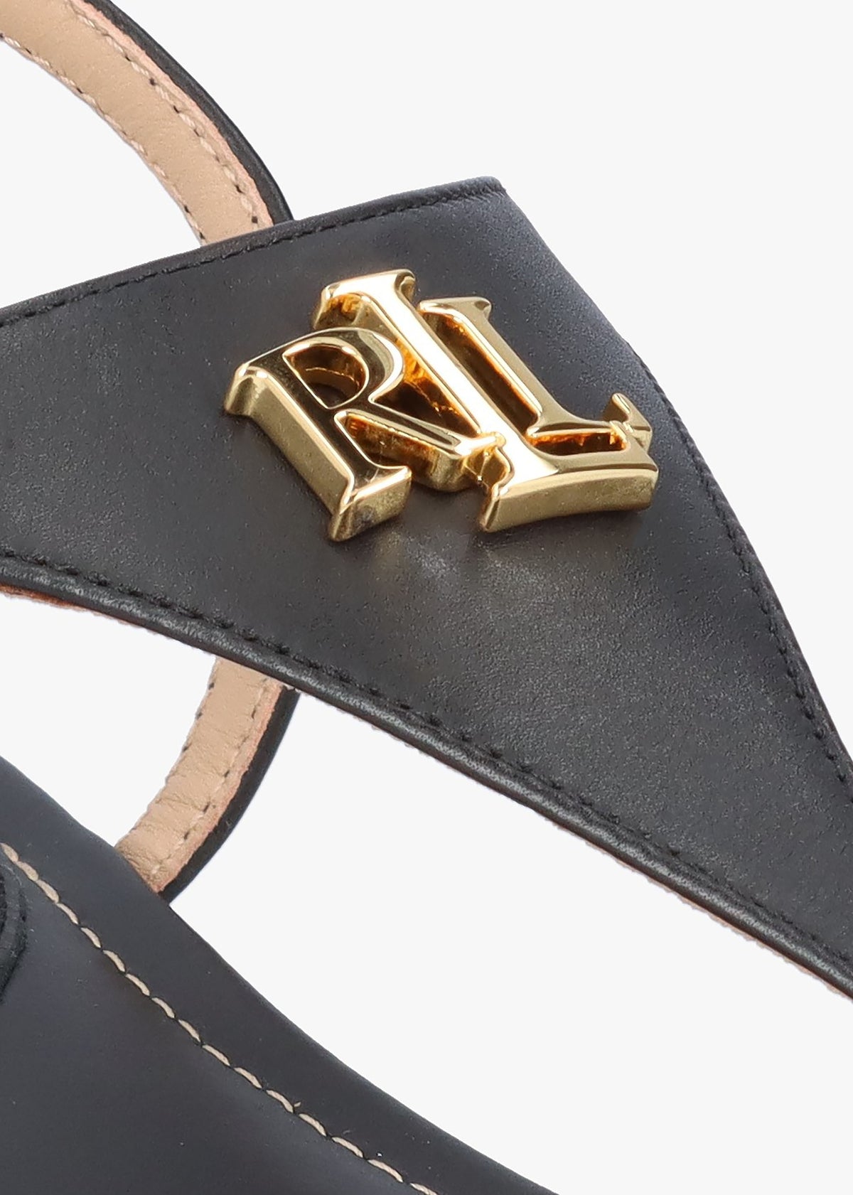 Ellington II Black Leather Toe Post Sandals