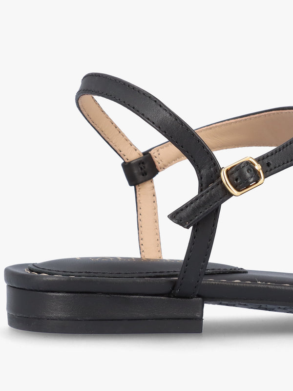 Ellington II Black Leather Toe Post Sandals