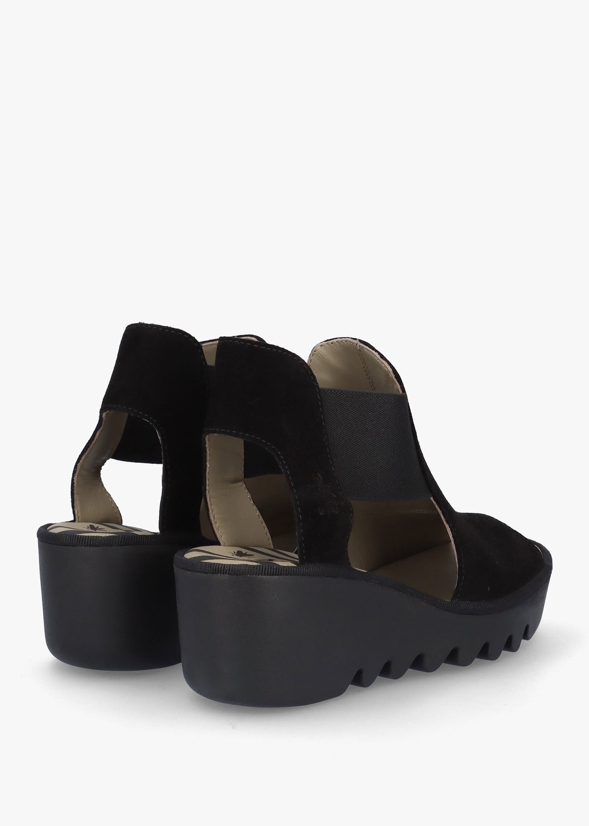 Biga Black Suede Wedge Sandals