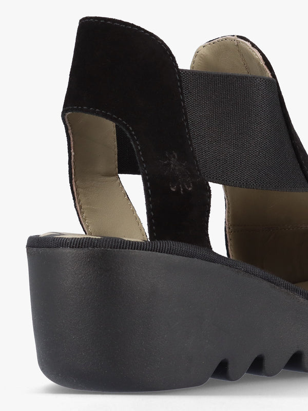 Biga Black Suede Wedge Sandals