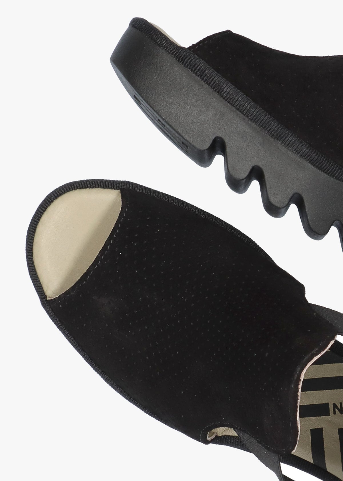 Biga Black Suede Wedge Sandals