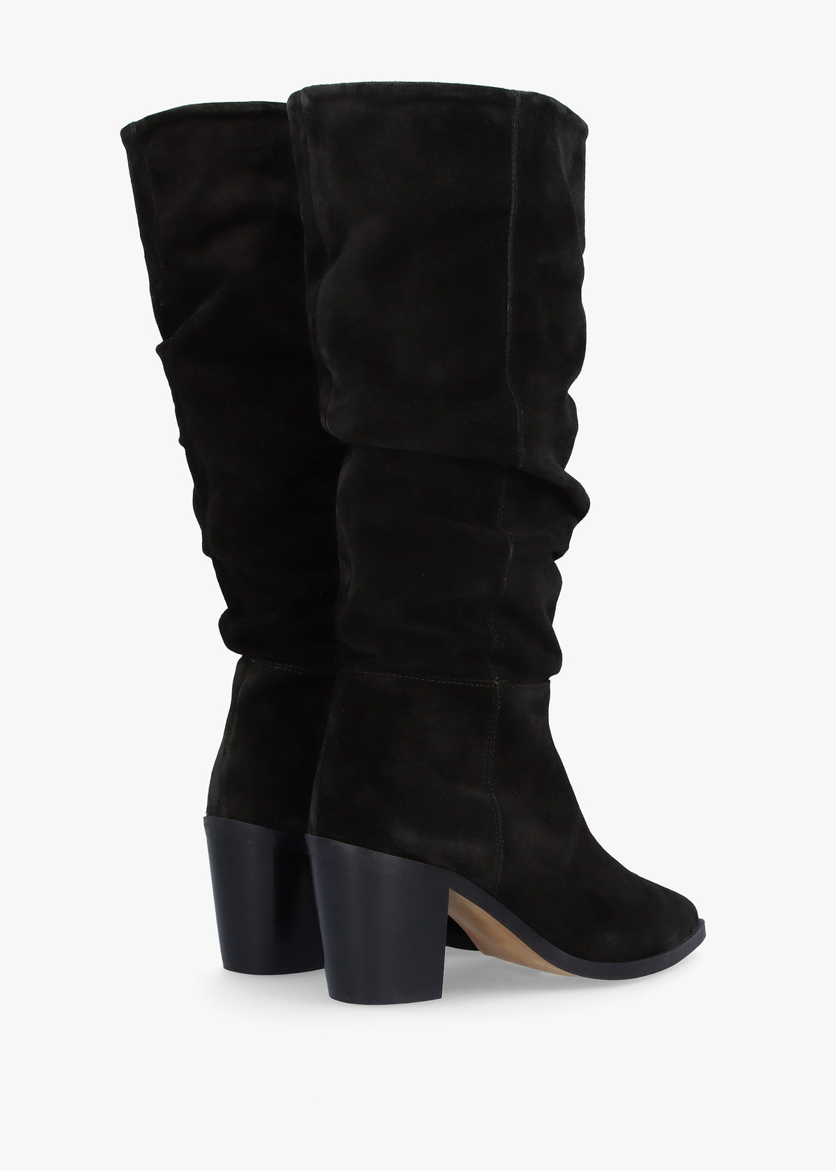 Arcola Black Suede Ruched Knee Boots