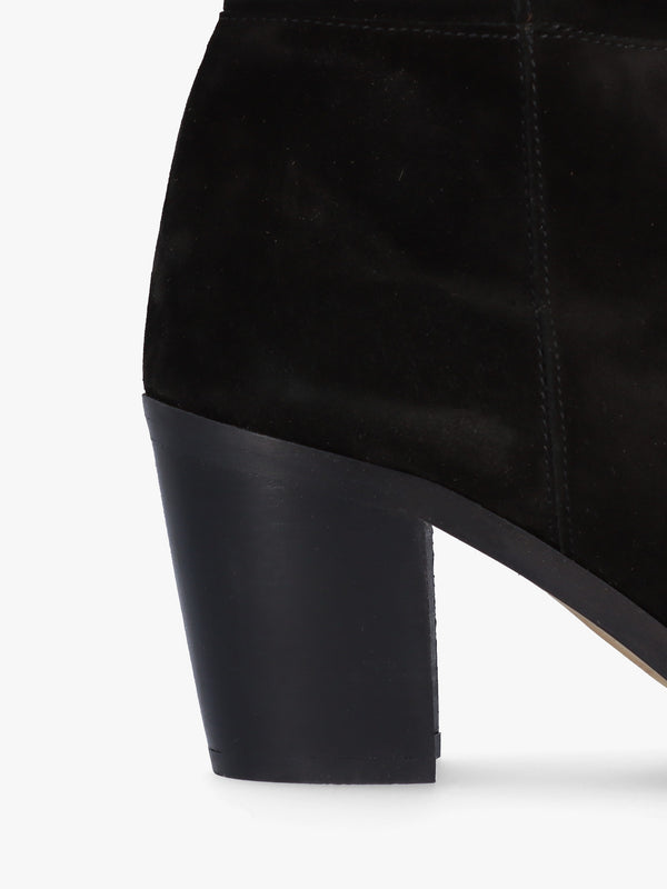 Arcola Black Suede Ruched Knee Boots