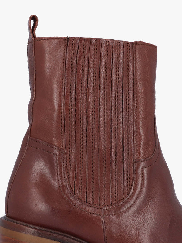 Bolton Brown Leather Platform Block Heel Chelsea Boots