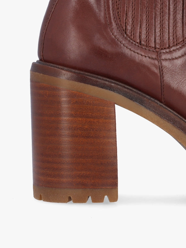 Bolton Brown Leather Platform Block Heel Chelsea Boots