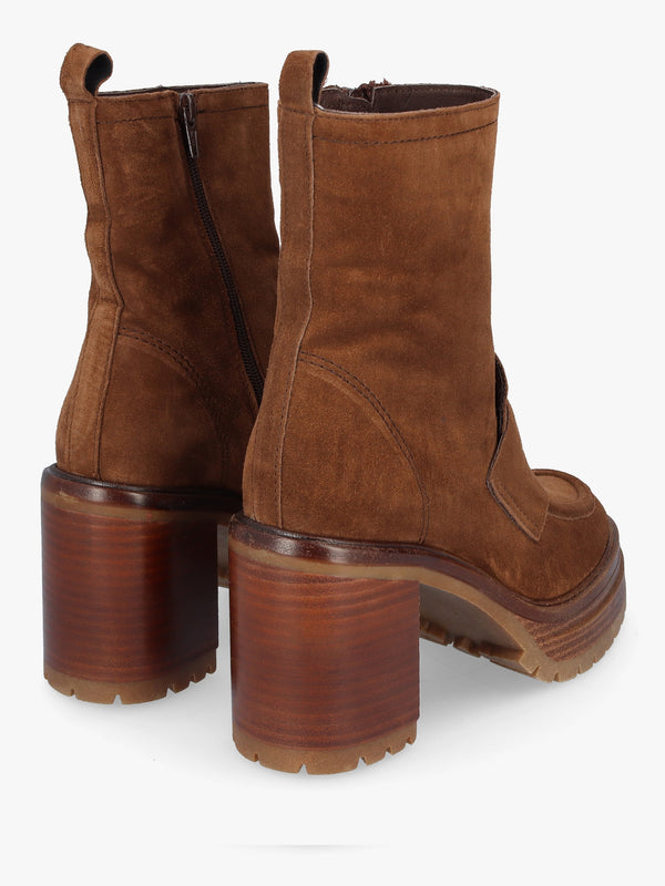 Carthage Tan Suede Platform Block Heel Ankle Boots