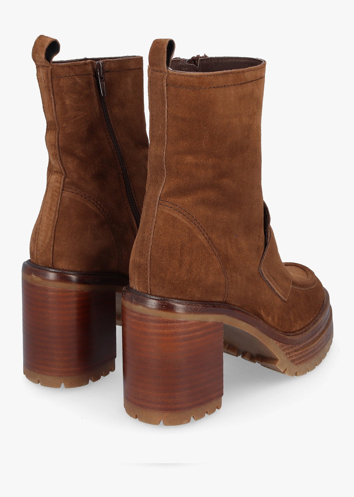 Carthage Tan Suede Platform Block Heel Ankle Boots