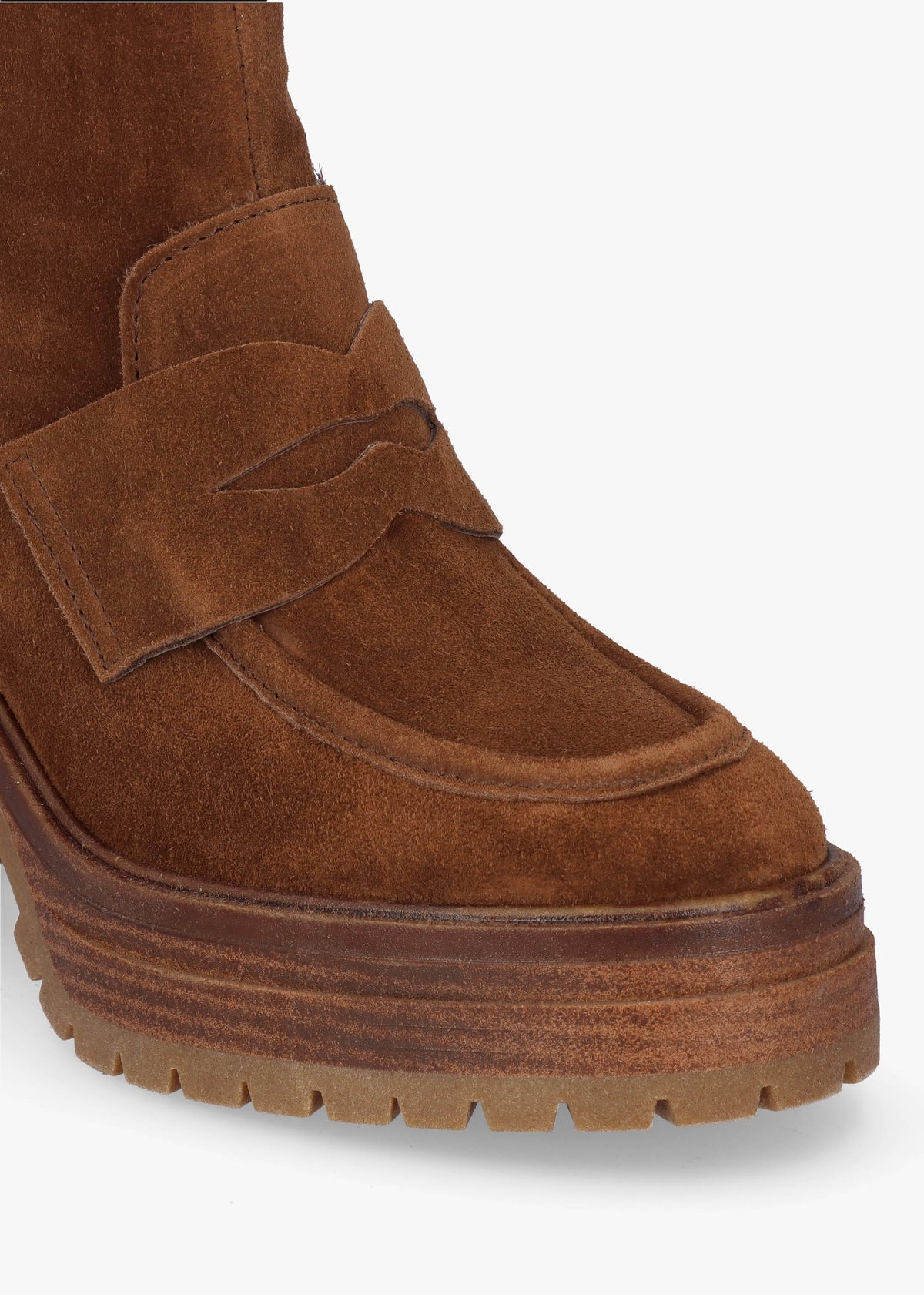 Carthage Tan Suede Platform Block Heel Ankle Boots