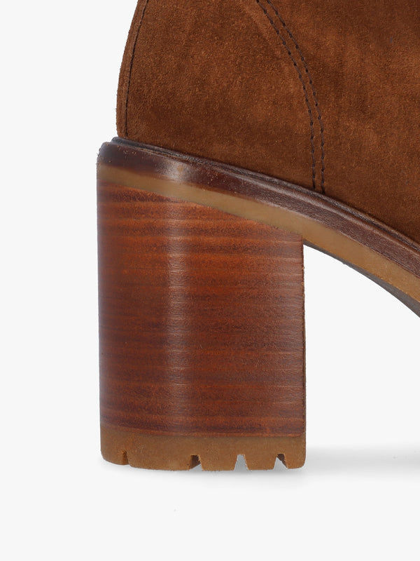 Carthage Tan Suede Platform Block Heel Ankle Boots