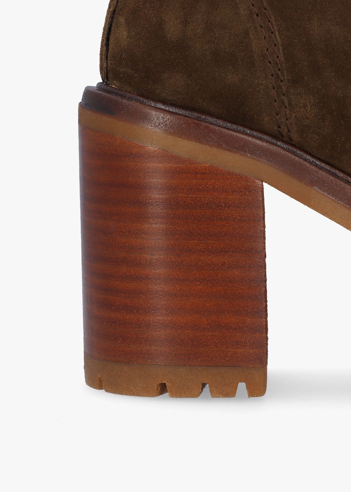 Carthage Khaki Suede Platform Block Heel Ankle Boots