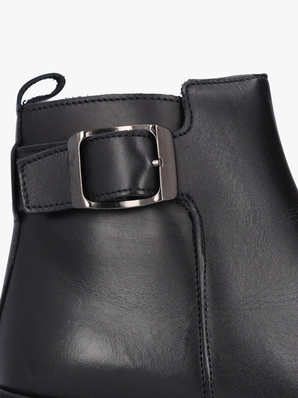 Drew Black Leather Ankle Boots